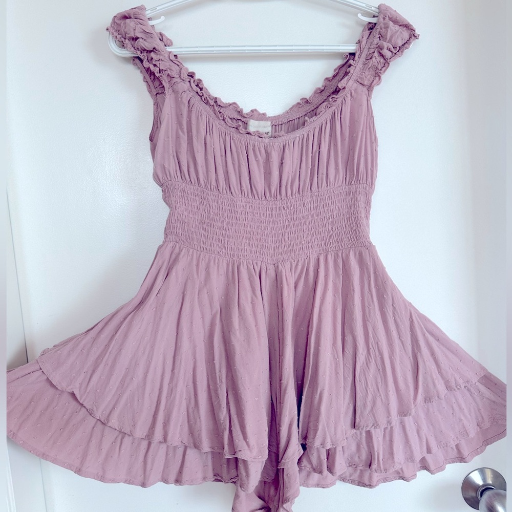 UO Rosie Smocked Tiered Ruffle Romper